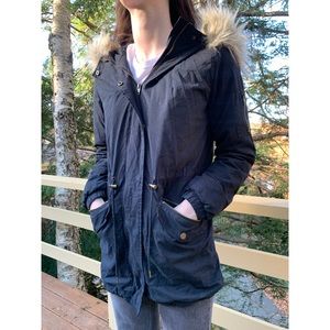 📌 NWOT THREAD & SUPPLY Navy Blue Poly Blend Zip Front Anderson Jacket